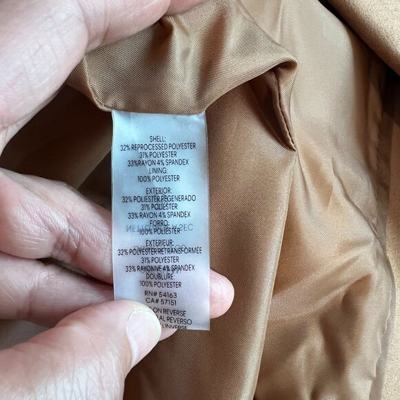 Calvin Klein Womens Infinite Stretch One Button Blazer Sz 14P in Tan - Picture 7 of 10